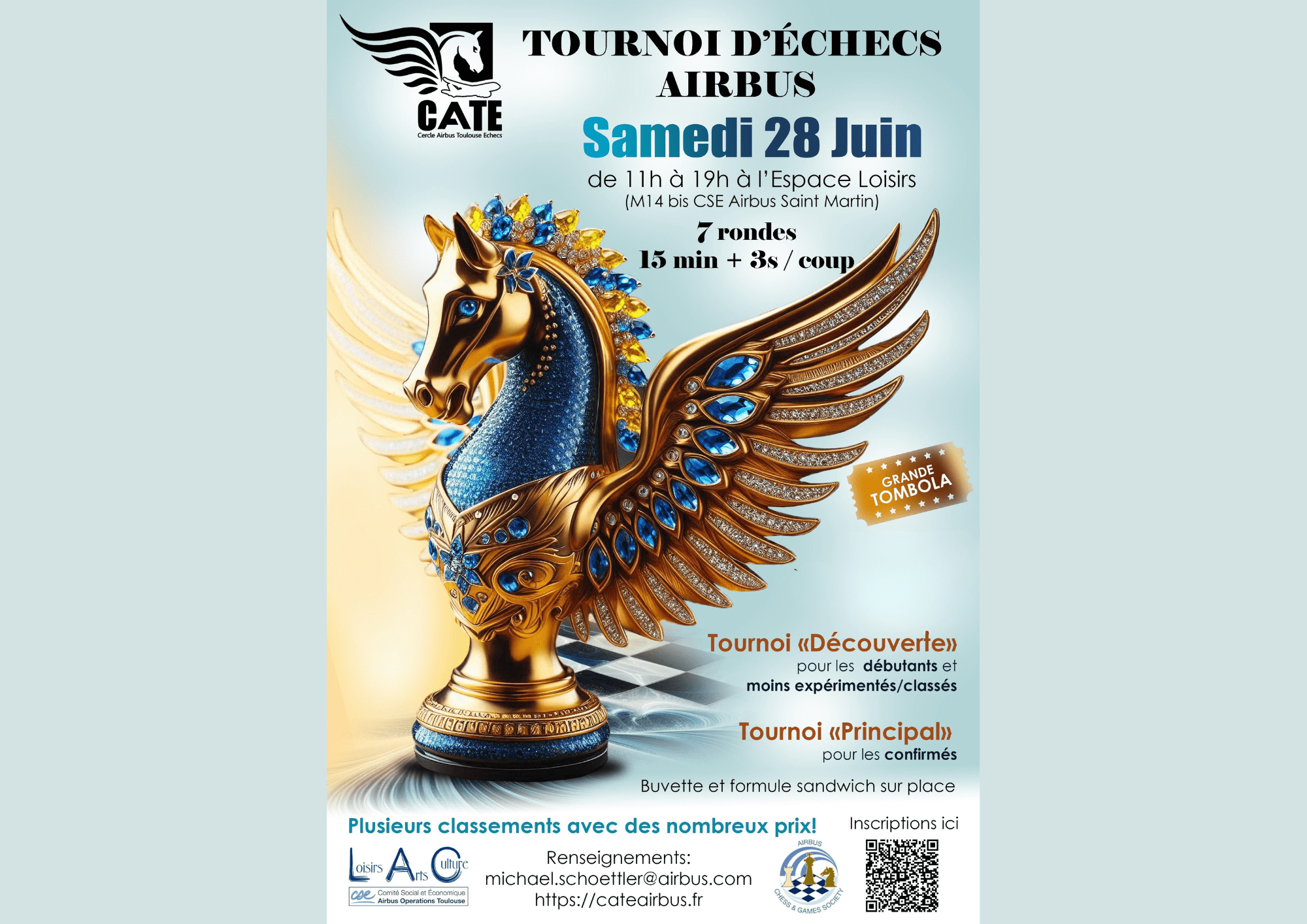 CHESS & GAMES SOCIETY : TOURNOI D'ÉCHECS AIRBUS le samedi 28 JUIN, ouvert à tous !